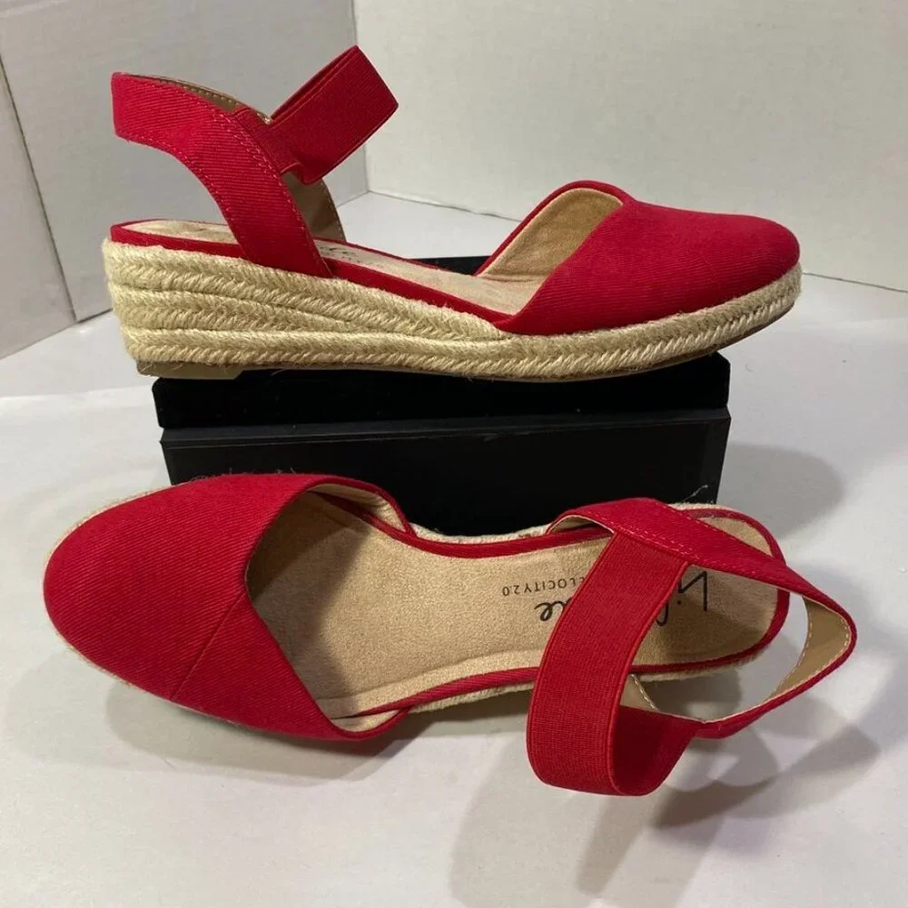 LifeStride Velocity 2.0 Red Espadrille Wedge Sandals — Women’s 6.5